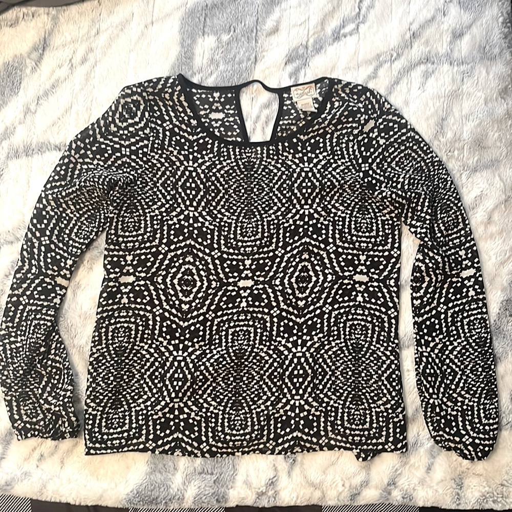 Black and white sheer blouse